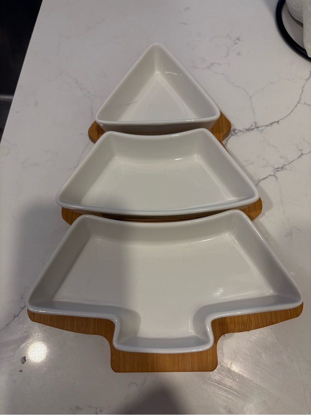 White Ceramic Tree-Shaped Serving Dish Set - Brand Unknown